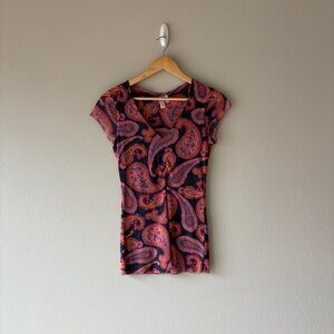sweet pea y2k vintage paisley sheer mesh blouse